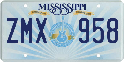 MS license plate ZMX958