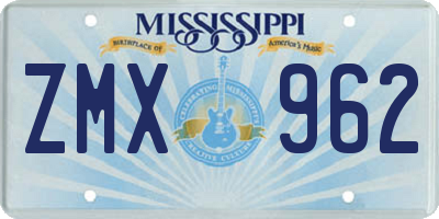 MS license plate ZMX962