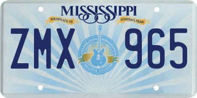 MS license plate ZMX965