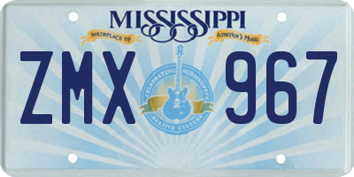 MS license plate ZMX967