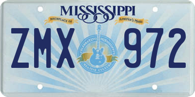 MS license plate ZMX972