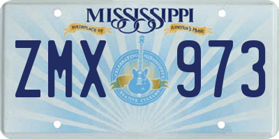 MS license plate ZMX973