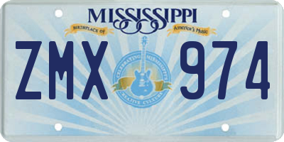 MS license plate ZMX974
