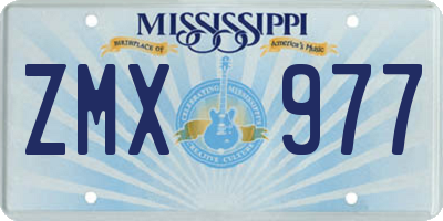 MS license plate ZMX977