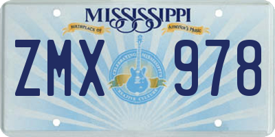 MS license plate ZMX978