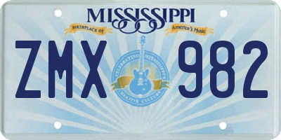 MS license plate ZMX982