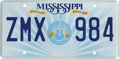 MS license plate ZMX984