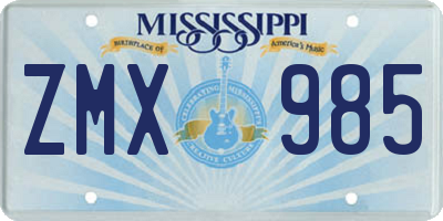 MS license plate ZMX985