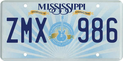 MS license plate ZMX986
