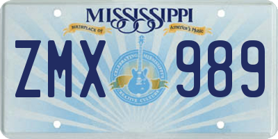 MS license plate ZMX989
