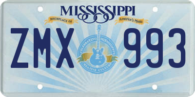 MS license plate ZMX993
