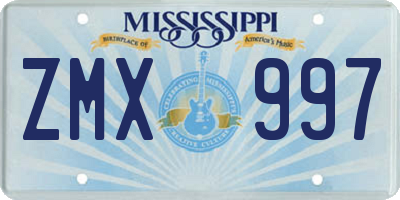 MS license plate ZMX997
