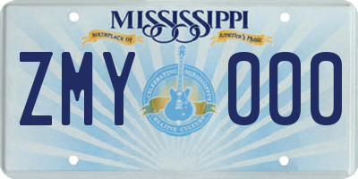 MS license plate ZMY000