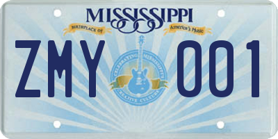 MS license plate ZMY001