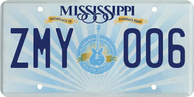 MS license plate ZMY006