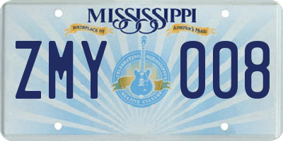 MS license plate ZMY008