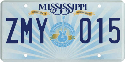 MS license plate ZMY015