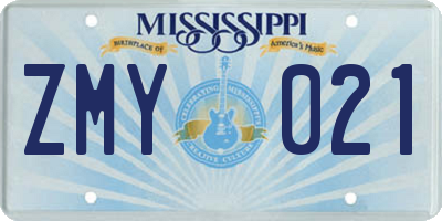 MS license plate ZMY021