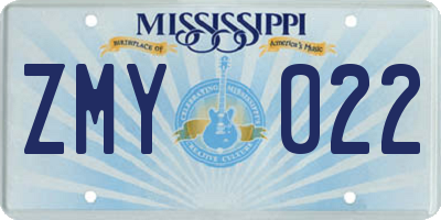 MS license plate ZMY022
