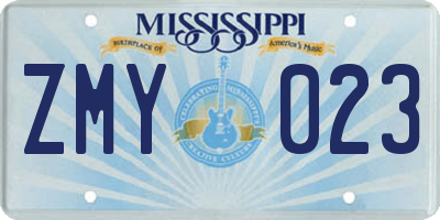 MS license plate ZMY023