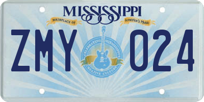 MS license plate ZMY024