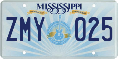 MS license plate ZMY025
