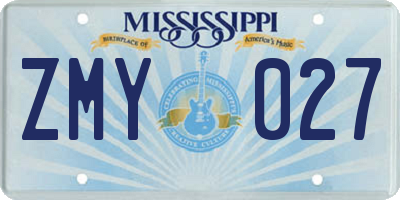 MS license plate ZMY027