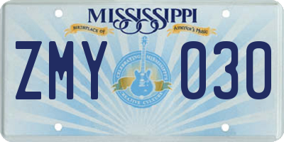 MS license plate ZMY030
