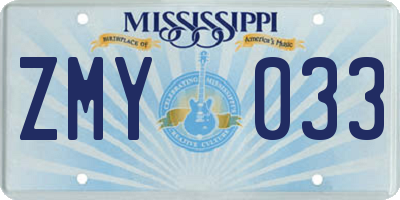 MS license plate ZMY033