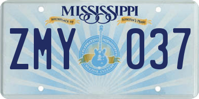 MS license plate ZMY037