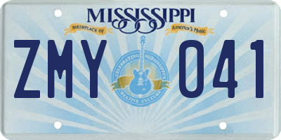 MS license plate ZMY041