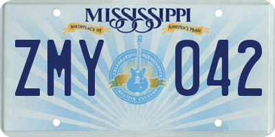 MS license plate ZMY042