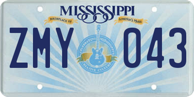 MS license plate ZMY043