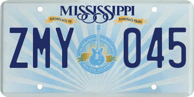 MS license plate ZMY045