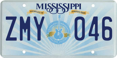 MS license plate ZMY046