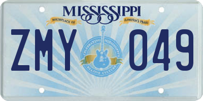 MS license plate ZMY049