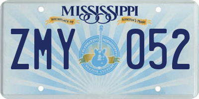 MS license plate ZMY052