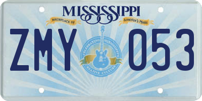 MS license plate ZMY053