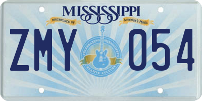 MS license plate ZMY054