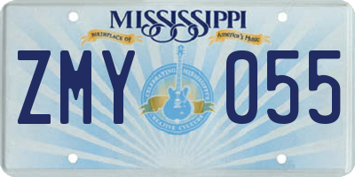 MS license plate ZMY055