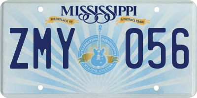 MS license plate ZMY056