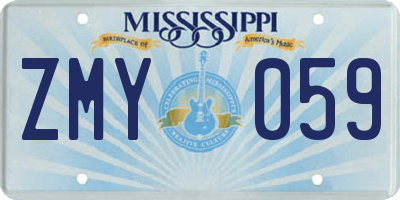 MS license plate ZMY059