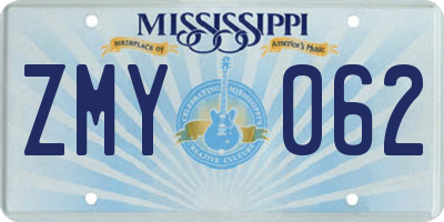 MS license plate ZMY062