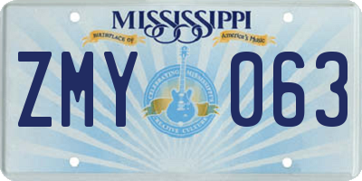 MS license plate ZMY063