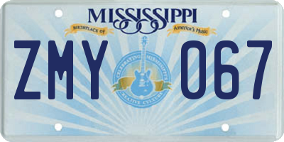 MS license plate ZMY067