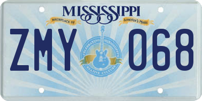 MS license plate ZMY068