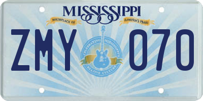 MS license plate ZMY070