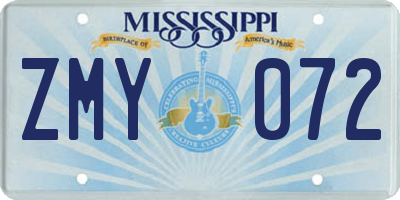 MS license plate ZMY072
