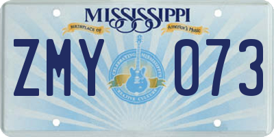 MS license plate ZMY073