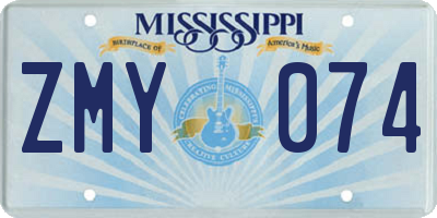 MS license plate ZMY074